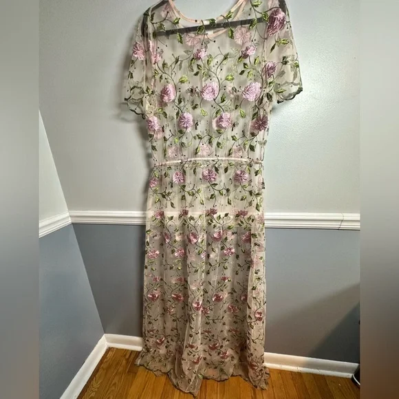 LuLaRoe Deanne II Sheer Floral Maxi Dress 2XL - Picture 7 of 13